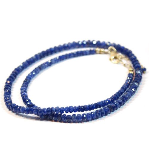 Safir-Kette, Button facettiert 4-5mm  - 1