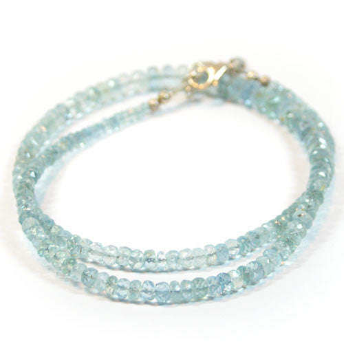 Aquamarin-Kette, Button 4-6mm facettiert  - 1