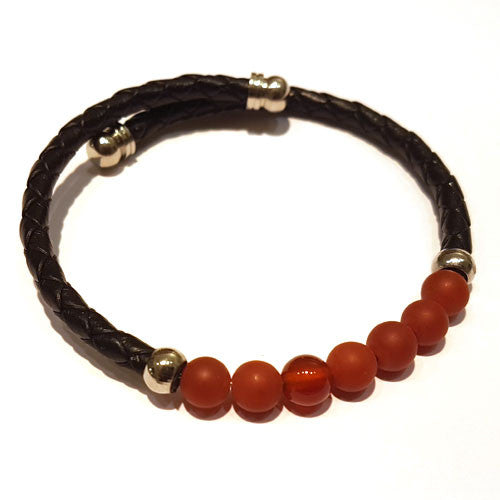 Leder-Armreif Karneol