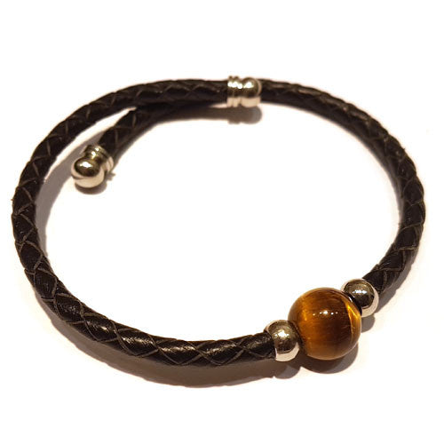 Leder-Armreif Tigerauge Single