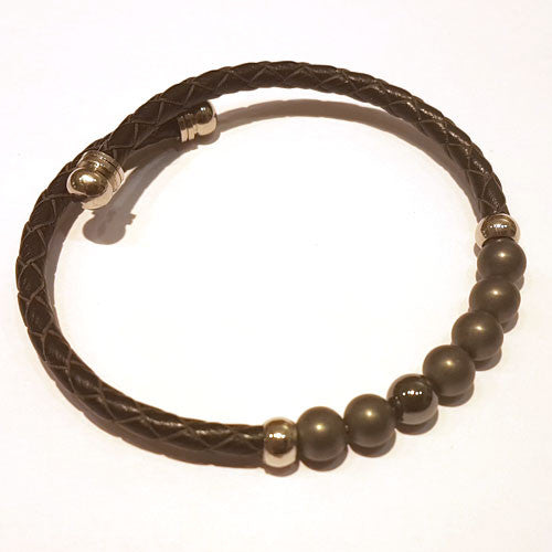 Leder-Armreif Hämatit