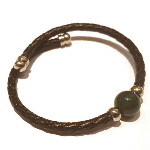 Leder-Armreif Moosachat Single