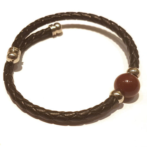 Leder-Armreif Roter Jaspis Single