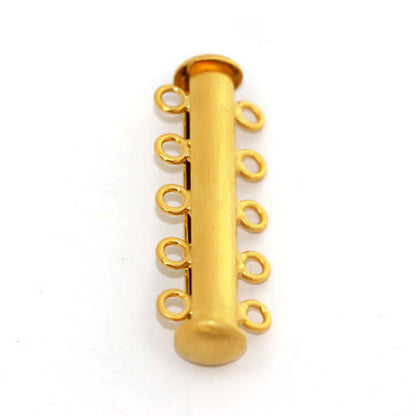 Armbandschließe Magnet 5reihig, Silber vergoldet satiniert  - 1