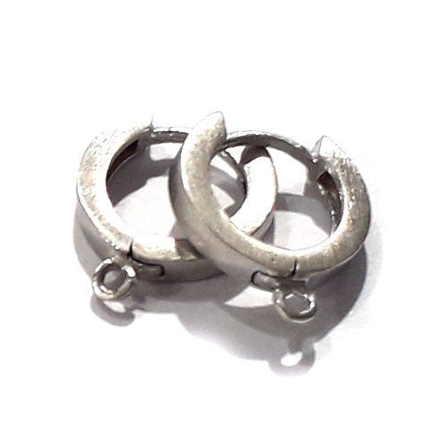 Creole mit Öse, Silber rhodiniert matt Steindesign - 1