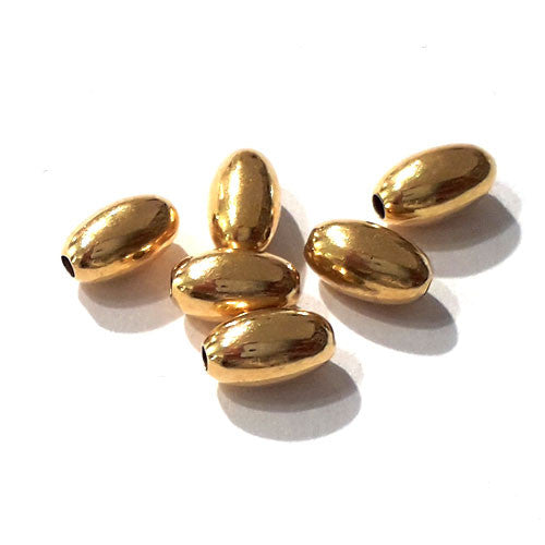 Olive 4 x 7 mm, 6 Stück, Silber vergoldet  - 1