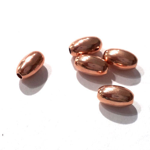 Olive 4 x 7 mm, 6 Stück, Silber rosé vergoldet  - 1
