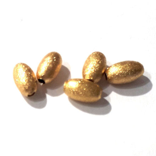 Olive 4 x 7 mm, 6 Stück, Silber vergoldet matt  - 1