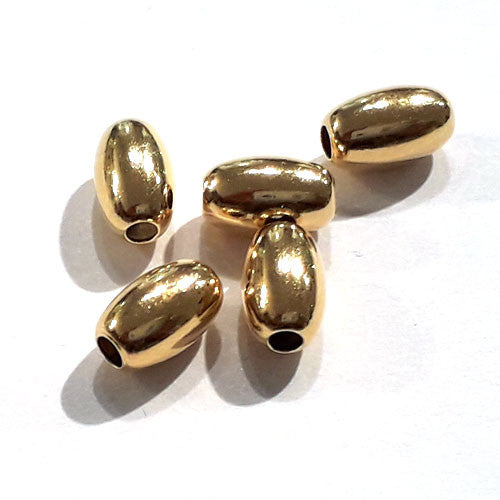 Olive 5 x 8 mm, 4 Stück, Silber vergoldet  - 1