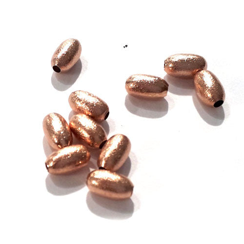 Olive 4 x 7 mm, 6 Stück, Silber rosé vergoldet matt  - 1