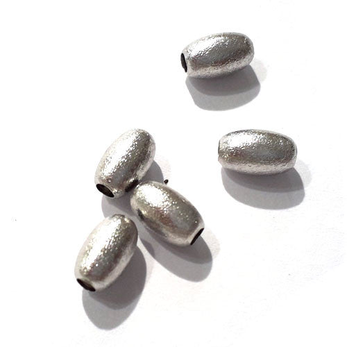 Olive 5 x 8 mm, 4 Stück, Silber rhodiniert matt  - 1