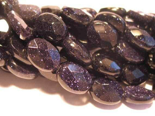 Goldfluss blau Ovalstrang facettiert 10x14 mm  - 1