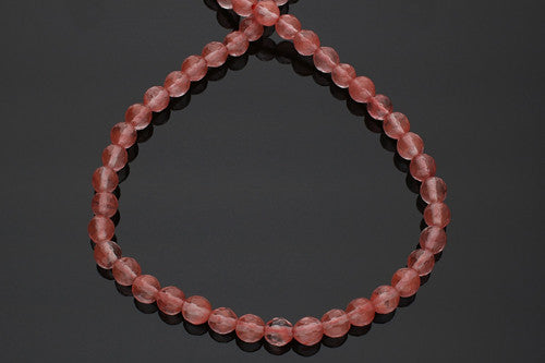 Cherryquarz gef. Kugelstrang facettiert 6 mm  - 1