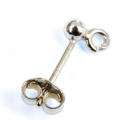 Ohrstecker mit Kugel 4mm, Silber  rhodiniert
