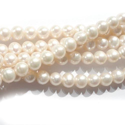 Perle weiß, Strang rund 7-8 mm  - 1
