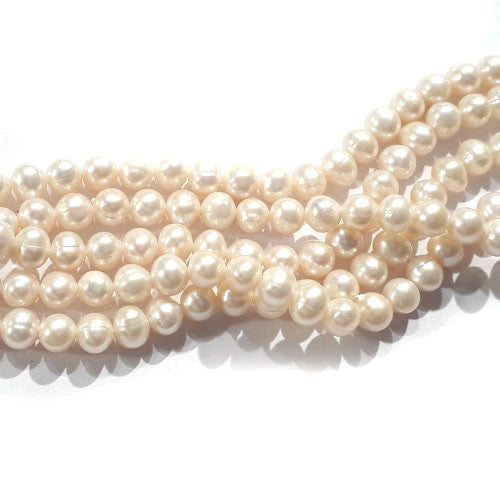 Perle weiß, Strang potato 5 - 6 mm  - 1
