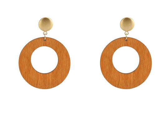 Ohrringe Holz Rund Maisgelb  - 1