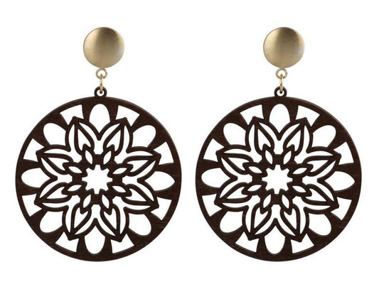 Ohrringe Holz Ornamental  - 1