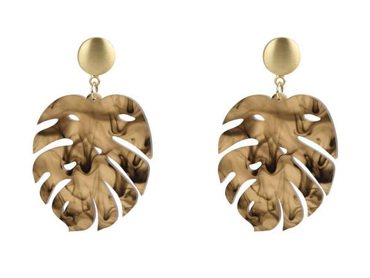 Ohrringe Acryl Blatt beige  - 1