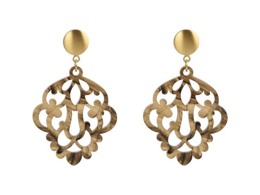 Ohrringe Acryl Ornamental beige  - 1