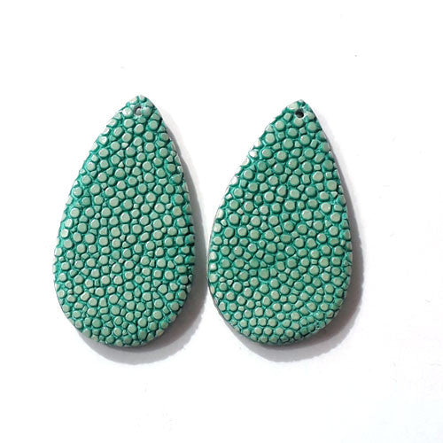 Rochenleder Tropfen türkis (1 Paar)  - 1