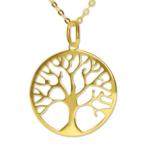 Baum des Lebens Anhänger silber vergoldet 15mm  - 1