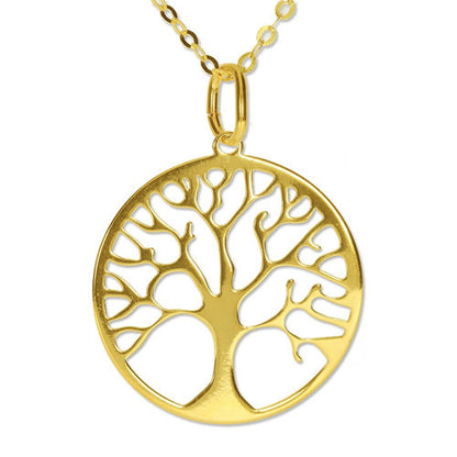 Baum des Lebens Anhänger silber vergoldet 15mm  - 1