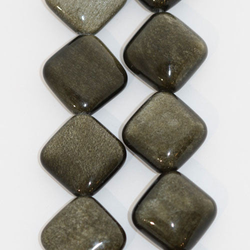 Silberobsidian, Strang diagonal 14mm  - 1