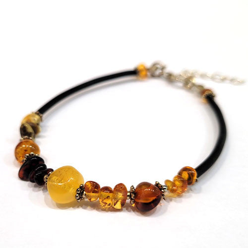 Bernstein Armband mit Kautschuk  - 1