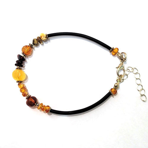 Bernstein Armband mit Kautschuk  - 2