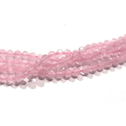 Rosa Quarz Kugelstrang facettiert 3mm  - 1