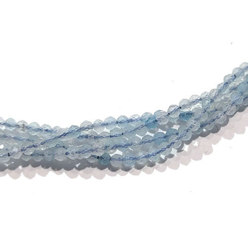 Aquamarin, Kugelstrang 2mm facettiert  - 1