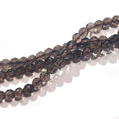Rauchquarz, Kugelstrang 4 mm facettiert  - 1