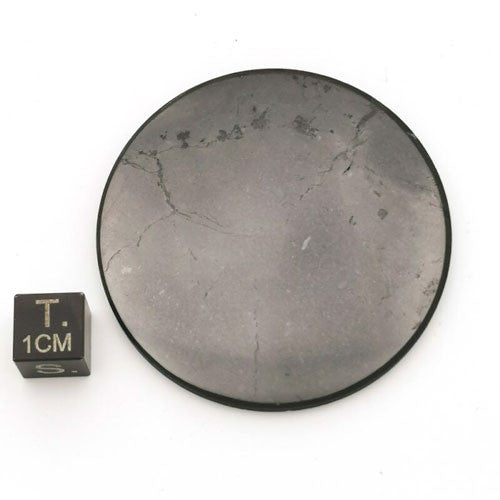 Schungit Scheibe für Laptop 5cm poliert, selbstklebend  - 1