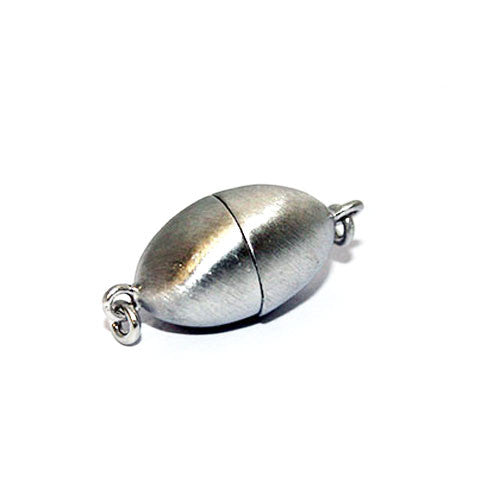 Magnetschließe oval 10 mm, Silber rhodiniert matt  - 1