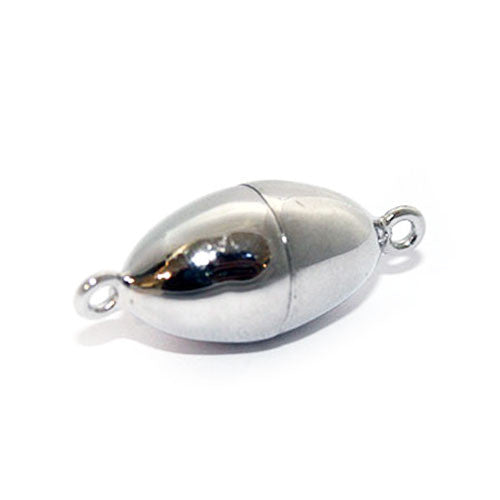 Magnetschließe oval 12 mm, Silber rhodiniert Steindesign - 1