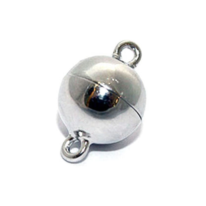 Magnetkugelschließe 14 mm, Silber rhodiniert Steindesign - 1