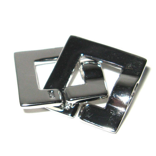 Doppelringschließe Square Silber rhodiniert Steindesign - 1
