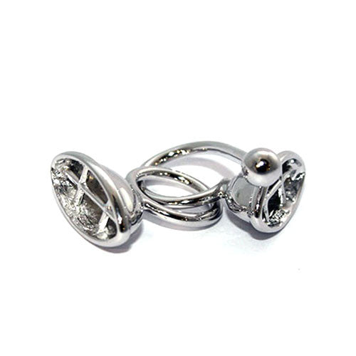 Doppelhaken oval klein, Silber rhodiniert Steindesign - 1