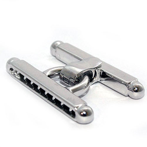 Stegschließe groß, Silber rhodiniert Steindesign - 1