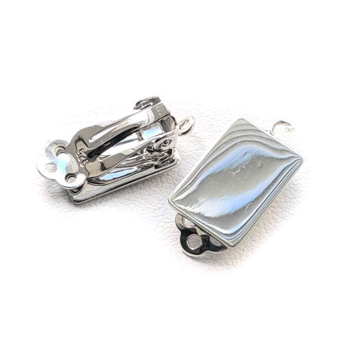 Ohrclipspatent Square, Silber rhodiniert Steindesign - 1