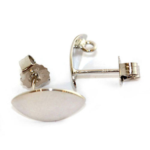 Ohrsteckerpatent Navette, Silber rhodiniert Steindesign - 1