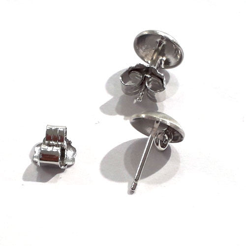 Ohrsteckerpatent rund 8 mm, Silber rhodiniert Steindesign - 1