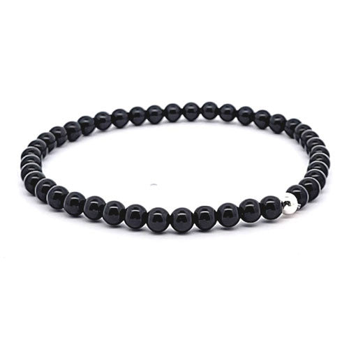 Turmalin schwarz 4 mm Kugel-Armband  - 2