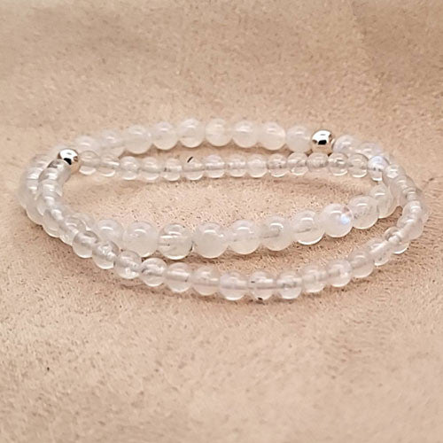 Mondstein weiß Kugel-Armband 6 mm  - 3