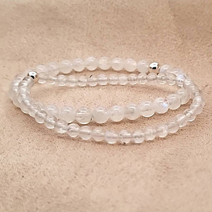 Mondstein weiß Kugel-Armband 6 mm  - 3