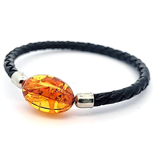 Lederreifen mit Bernstein  - 1