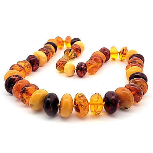 Bernstein Kette Button 10 x 16 mm, multi  - 1