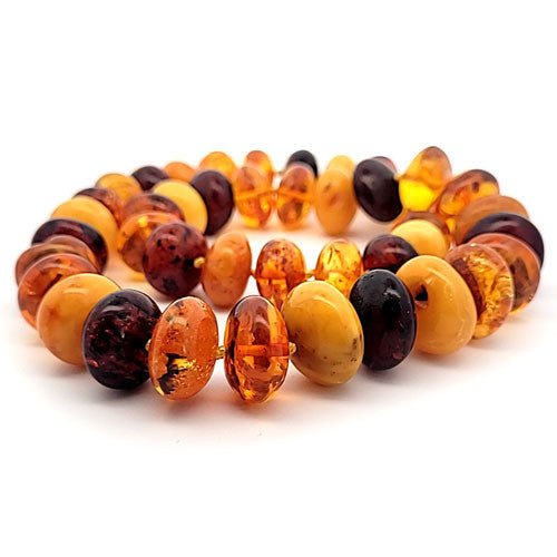 Bernstein Kette Button 10 x 16 mm, multi  - 2