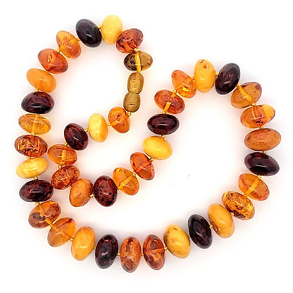 Bernstein Kette Button 10 x 16 mm, multi  - 3